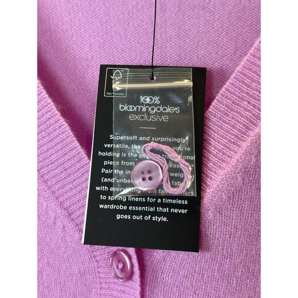 C by Bloomingdale's Women's Rose Quartz Cashmere V Neck Cardigan Size Small - Picture 5 of 6